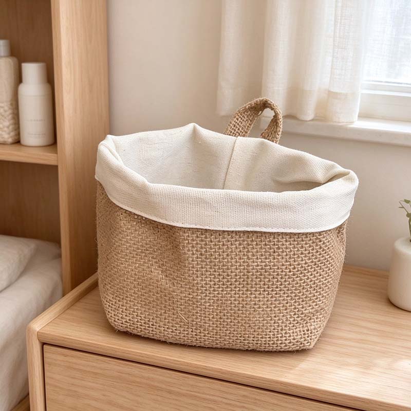 CouldNook Hanging Storage Basket - Folded Fabric Rim and Cat Label