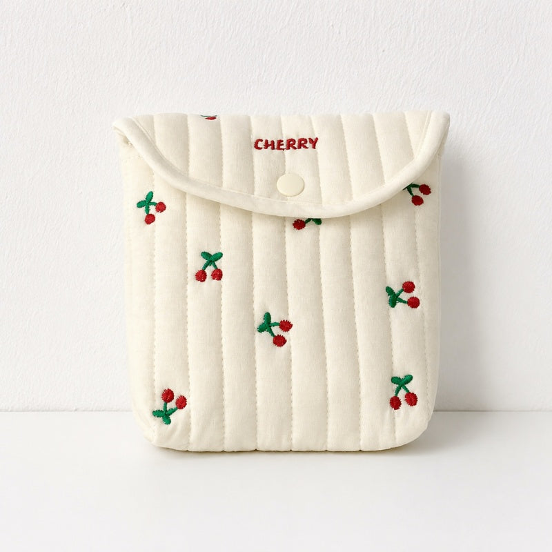 CouldNook Cute Embroidered Sanitary Pouch‑Portable Mini Storage Bag for Sanitary Napkins