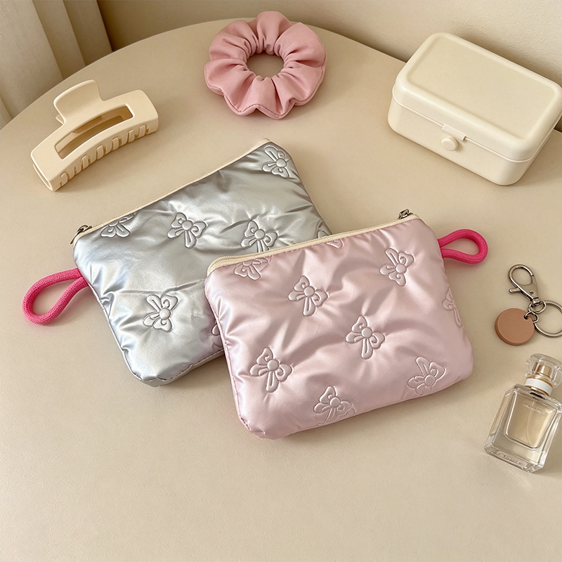 CouldNook Quilted Metallic Cosmetic Bag - Vanity Storage Accent