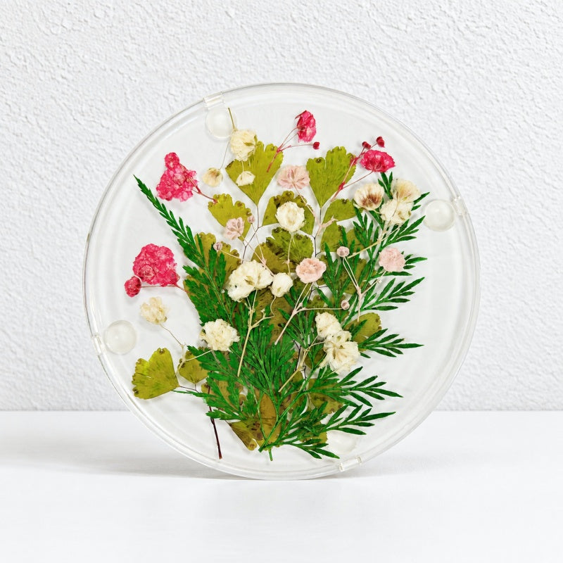 CouldNook Botanical Acrylic Coaster - Round Form and Floral Details