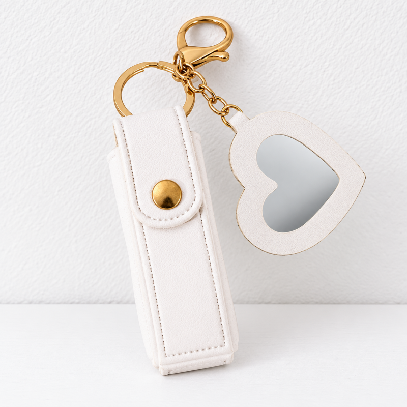 CouldNook Lipstick Pouch And Mirror - Snap Tab And Heart-Shaped Detail