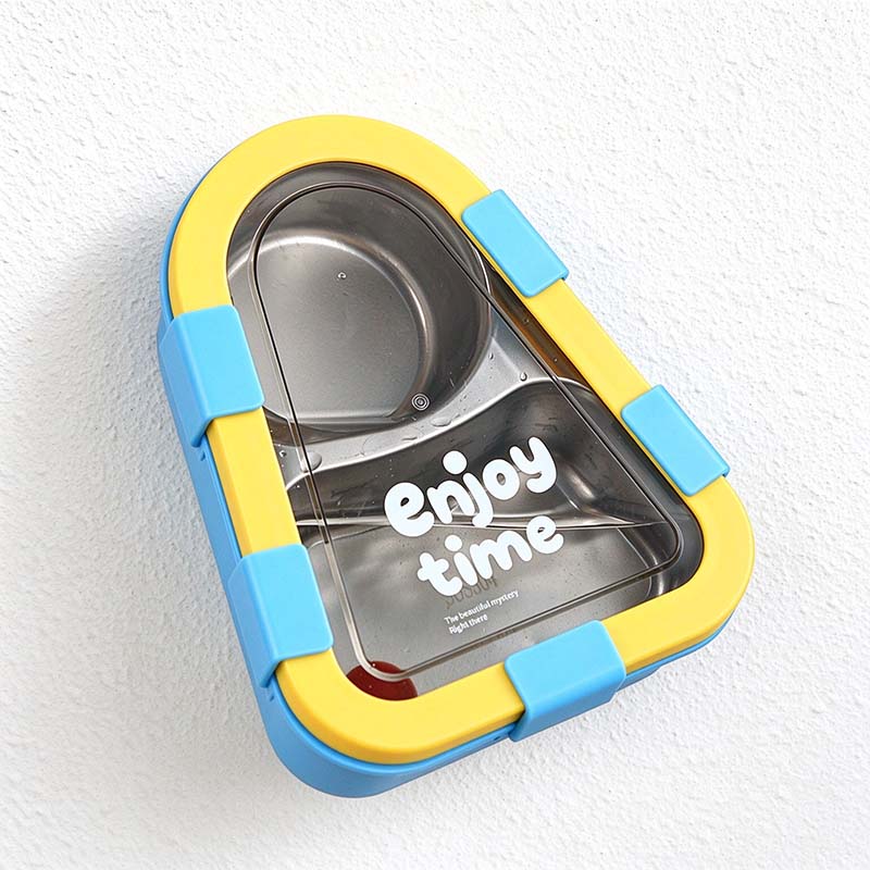 CouldNook Rounded Triangle Lunch Box - Divided Insert and Bright Clip Details