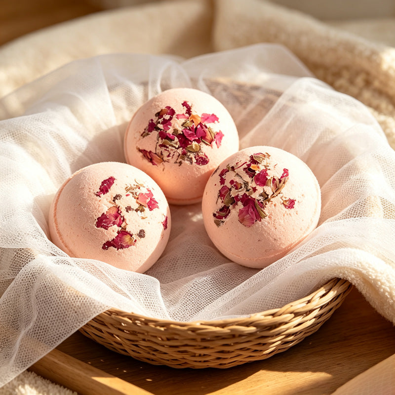 CouldNook Rose Petal Bath Bomb - Pink Botanical Sphere