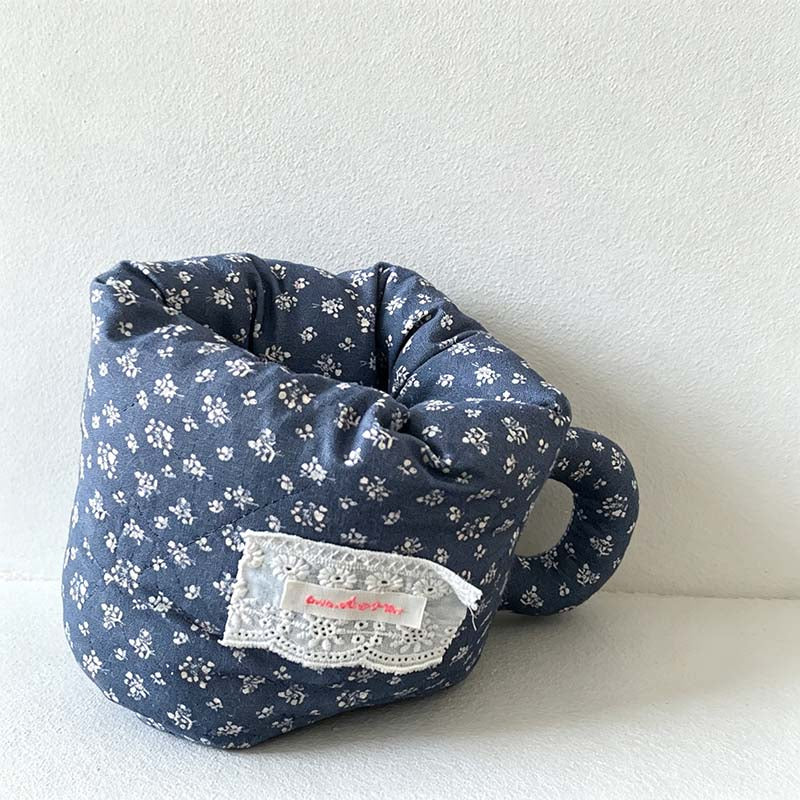 CouldNook Fabric Storage Basket - Floral Mug Shape and Ruffled Rim