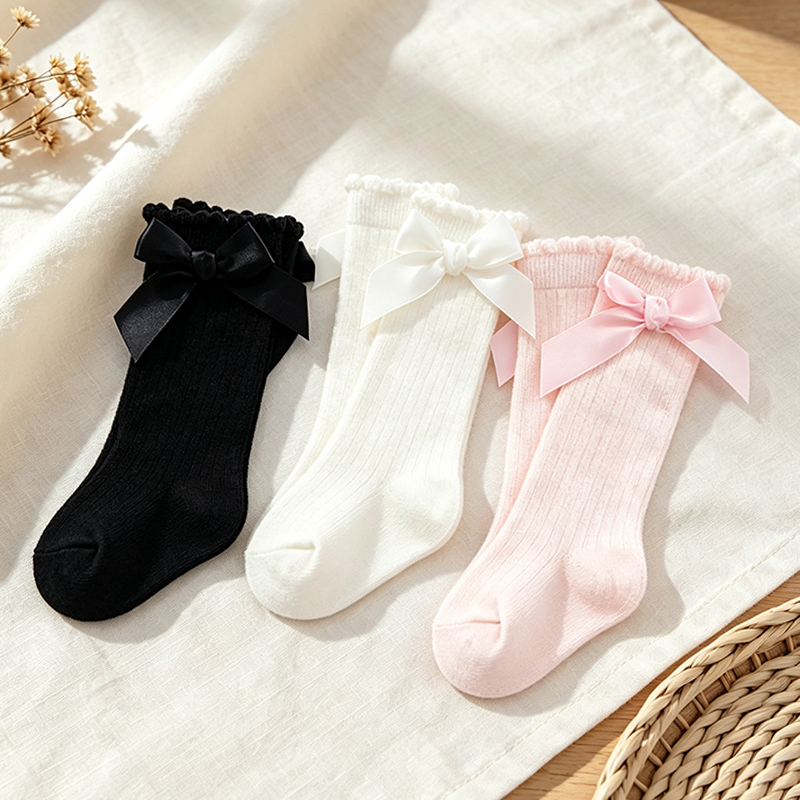 CouldNook Soft Toddler Bow Knee Socks - Everyday Footwear Accent