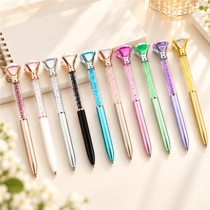 Gem Top Ballpoint Pen with Sparkling Barrel