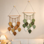 CouldNook Cotton Leaf Wall Hanging - Layered Leaves and Beaded Strands