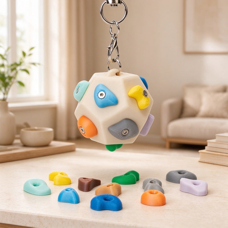 Bouldering Block Keychain with Colorful Miniature Climbing Holds