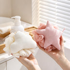 CouldNook Star And Cloud Bath Pouf - Gathered Mesh And Hanging Cord