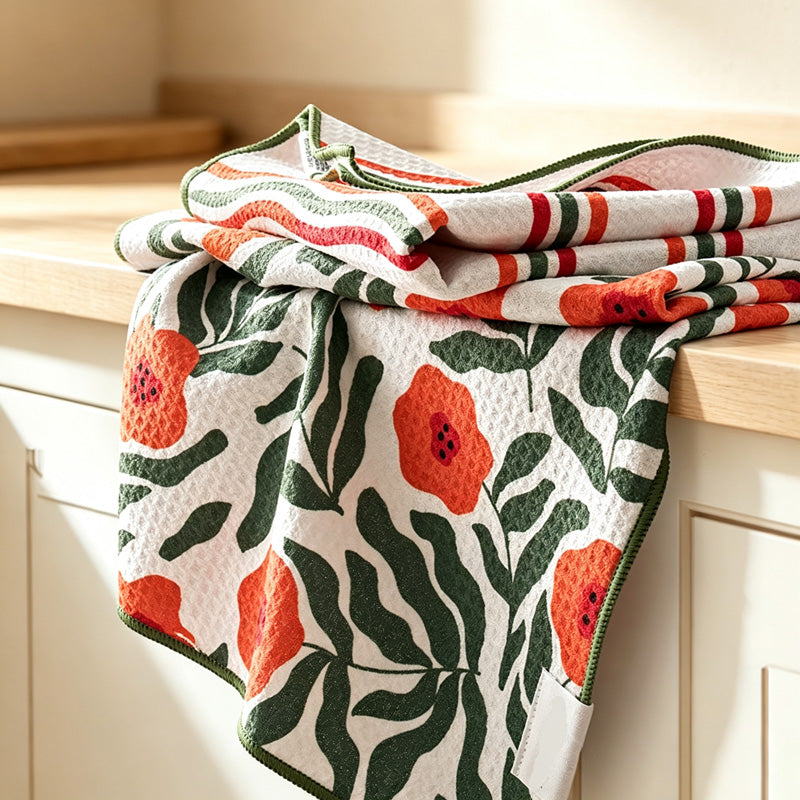 CouldNook Microfiber Waffle Kitchen Towel - Assorted Printed Patterns