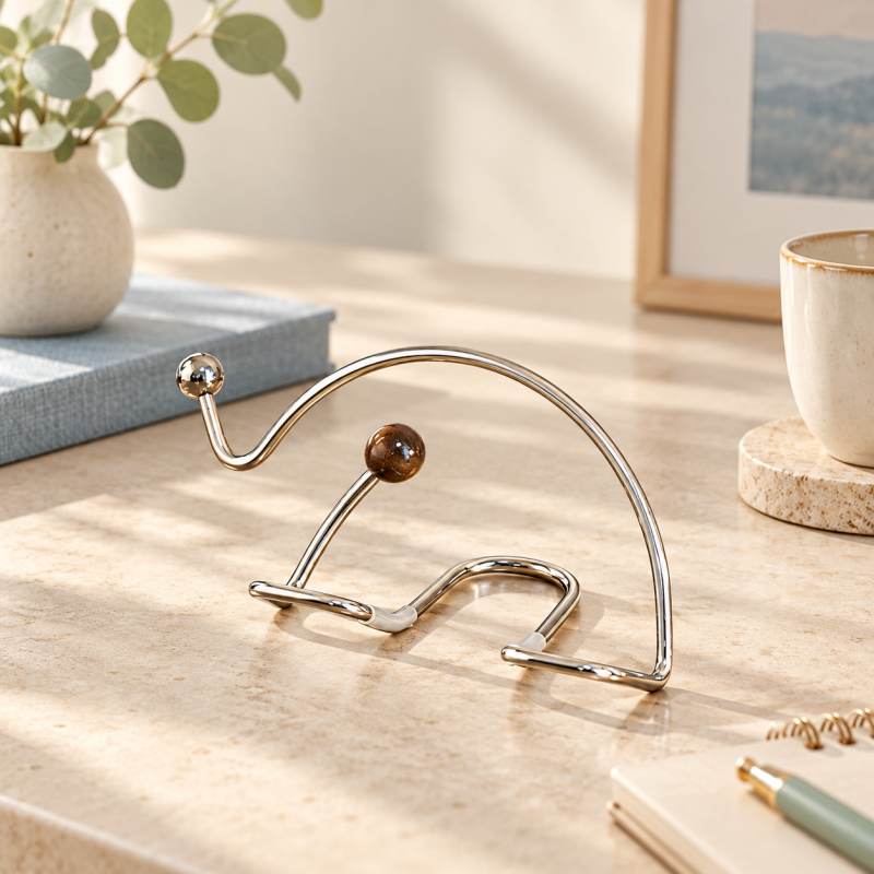 Elephant Phone Stand - Curved Metal Outline and Bead