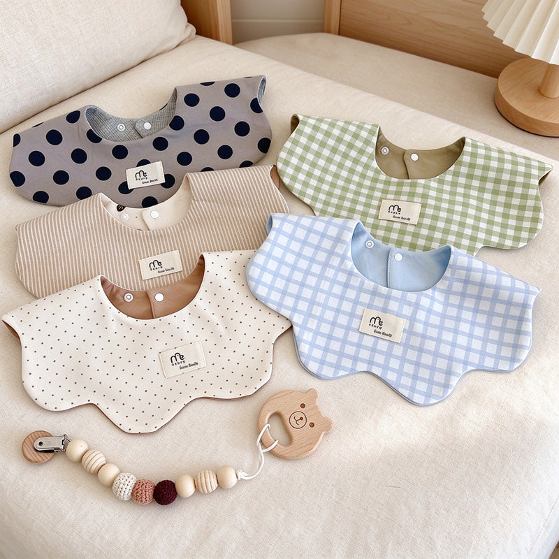 Reversible Scalloped Baby Bib in Assorted Prints