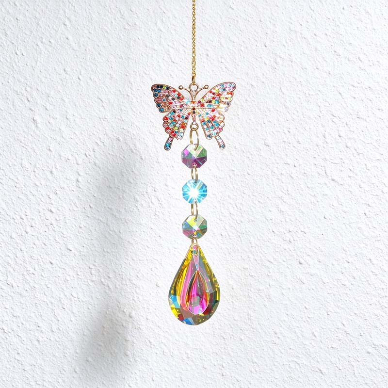 CouldNook Jeweled Motif Suncatcher - Colorful Outline And Faceted Hanging Drop