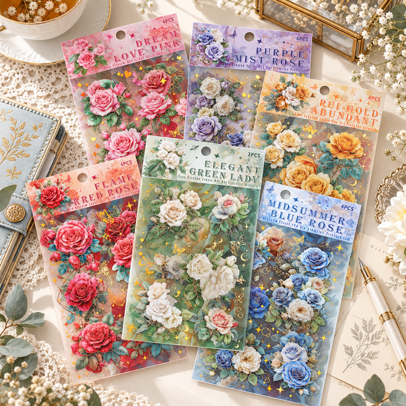 Botanical Stickers - Floral Sprigs Leaves and Rose Designs