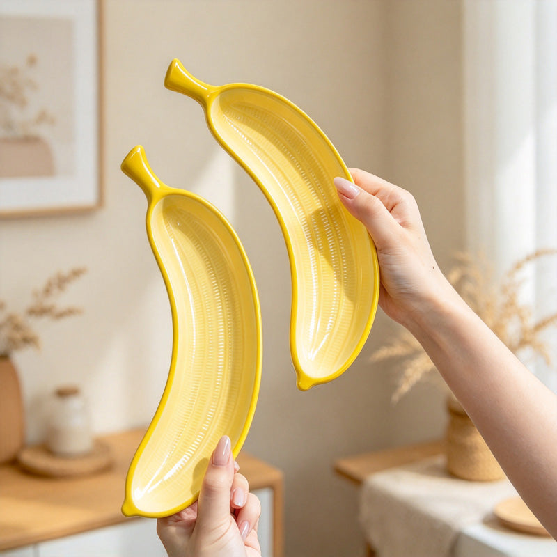 CouldNook Banana Dish - Curved Yellow Snack Plate