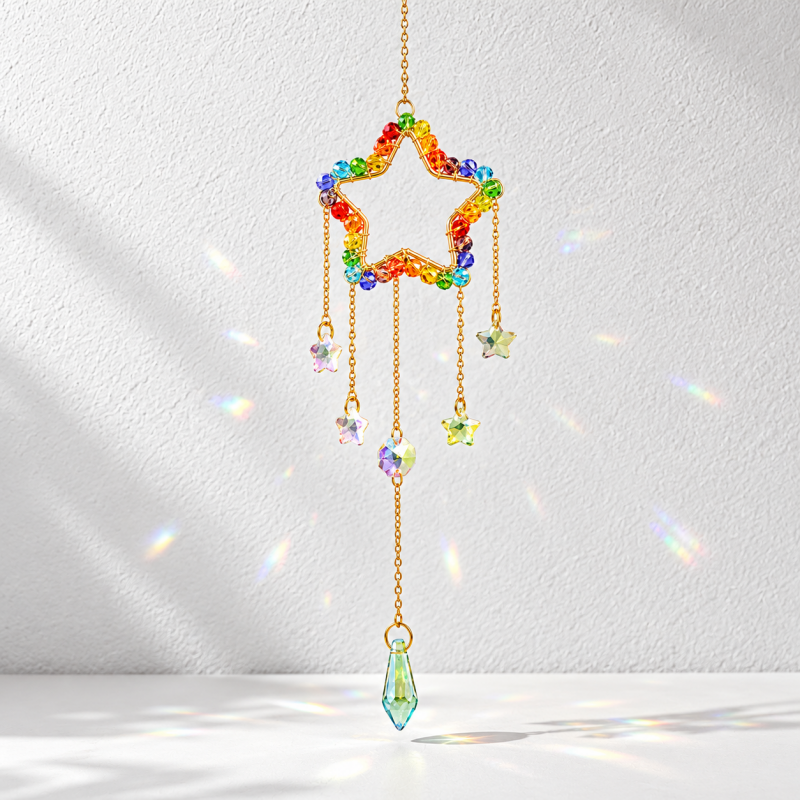CouldNook Rainbow Beaded Suncatcher - Shaped Frame and Hanging Glass Drops