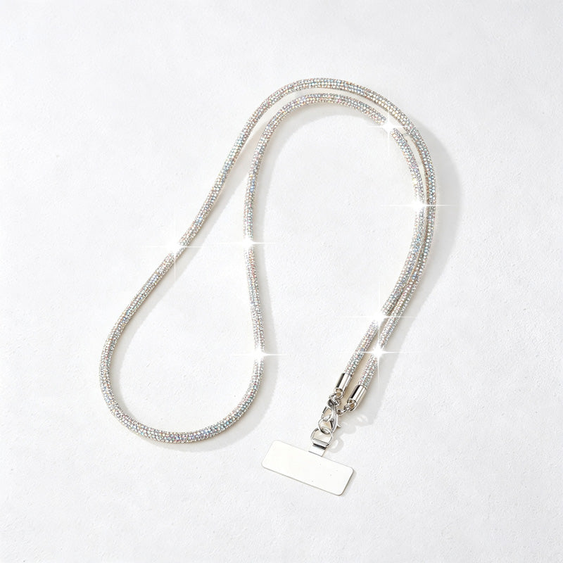 CouldNook Rhinestones Set Crossbody Phone Strap with Square Rhinestones Accents