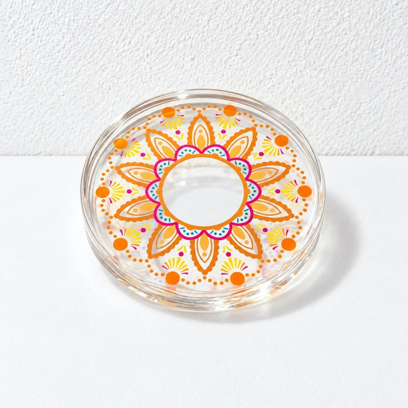 CouldNook Mandala Acrylic Coaster - Circular Pattern and Clear Surround
