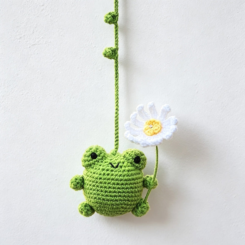CouldNook Yarn Frog Flower Car Ornament - Six Swing Designs