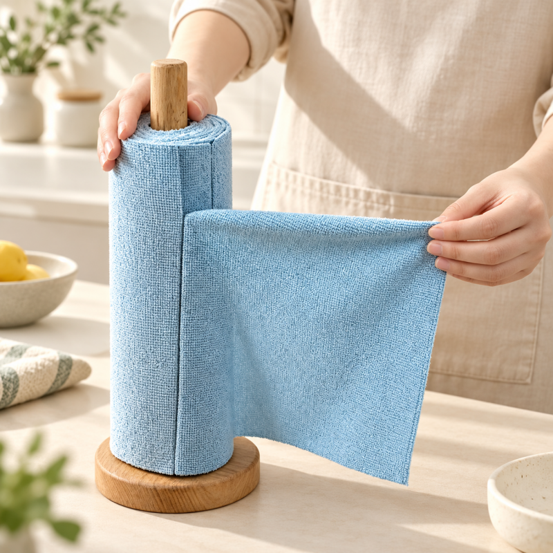 Tear-Off Microfiber Cleaning Cloths on a Roll