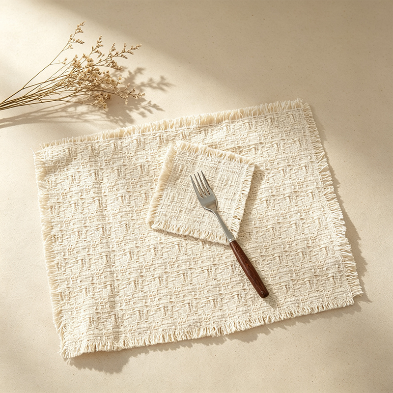 CouldNook Woven Fringe Drink Coaster - Warm Table Accent