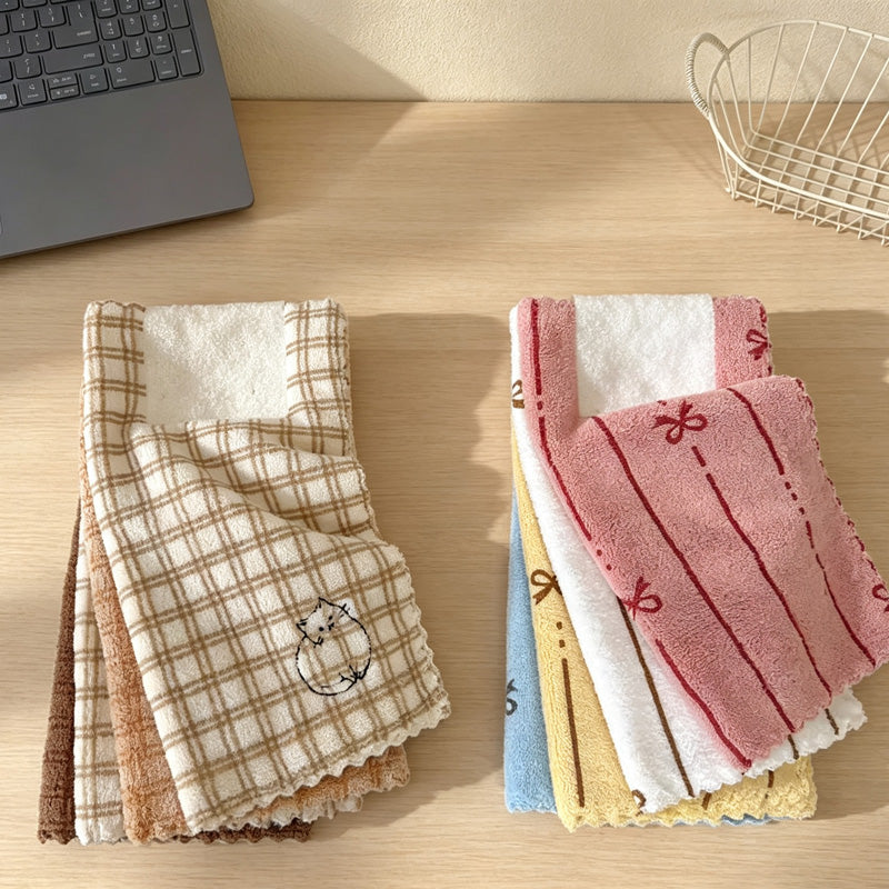 CouldNook Coral Fleece Kitchen Towel - Plaid and Bow Designs