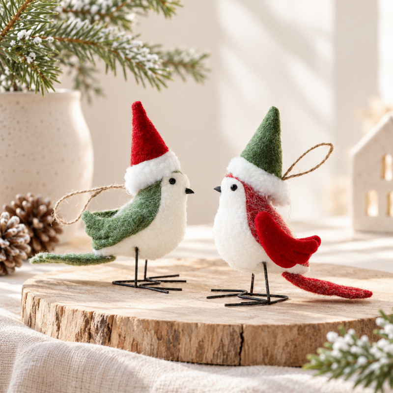 CouldNook Christmas Hat Bird Ornament - Standing or Hanging