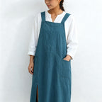 CouldNook Cotton Pinafore Apron - Wide Straps and Side Pockets