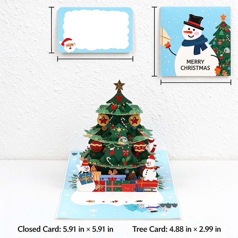 Christmas Tree Pop-Up Greeting Card with Festive Scene