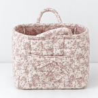 CouldNook Quilted Fabric Storage Basket - Twin Handles And Front Pocket