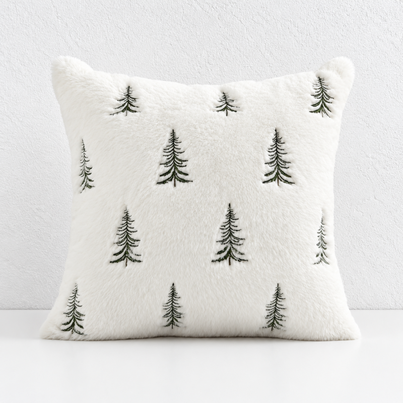 CouldNook Embroidered Winter Cushion Cover - Plush Texture And Seasonal Motifs