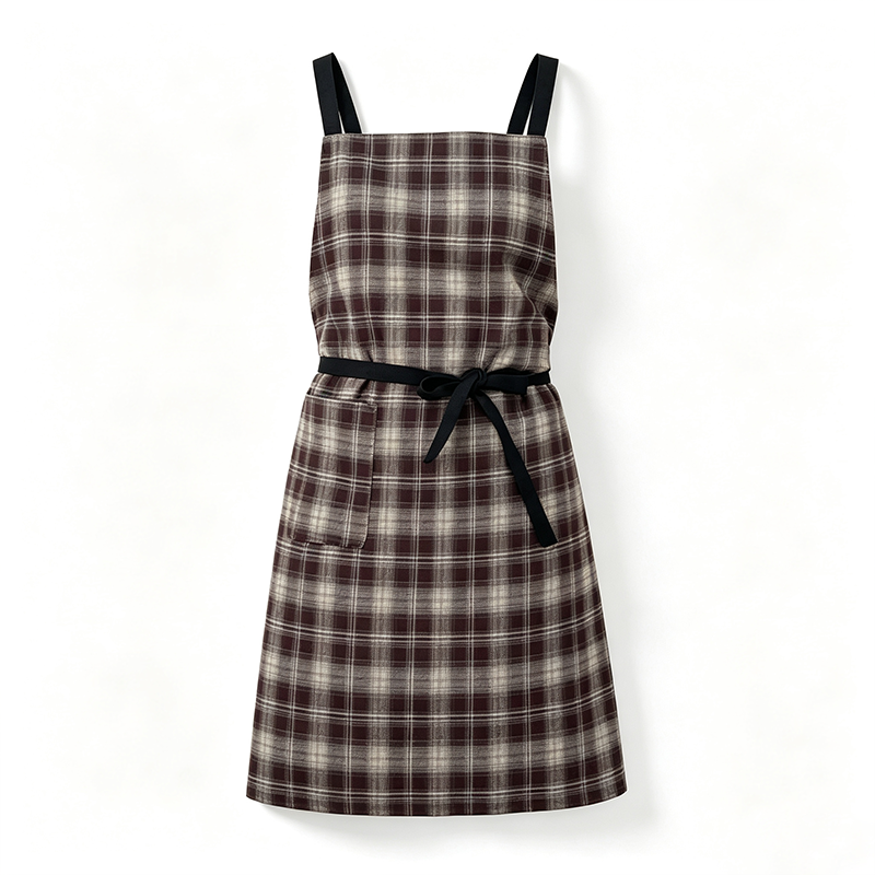 CouldNook Plaid Pinafore Apron - Layered Ruffle Kitchen Look