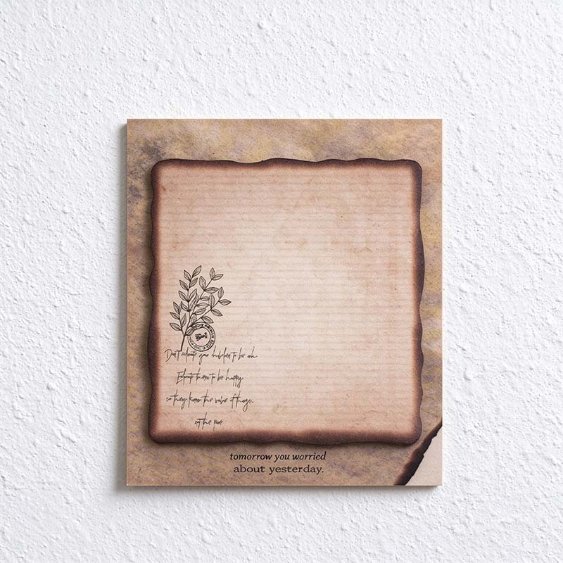 CouldNook Aged Letter Sticky Notes - Darkened Borders And Botanical Details