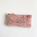 CouldNook Embroidered Glasses Pouch - Floral Stitching And Checked Lining