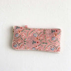 CouldNook Embroidered Glasses Pouch - Floral Stitching And Checked Lining