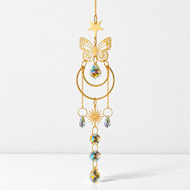 CouldNook Butterfly Suncatcher - Openwork Wings And Cascading Faceted Drop Details