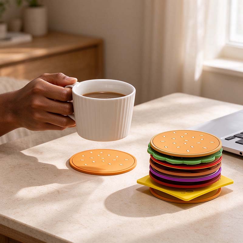CouldNook Hamburger Coaster Set - Eight Layer Stack