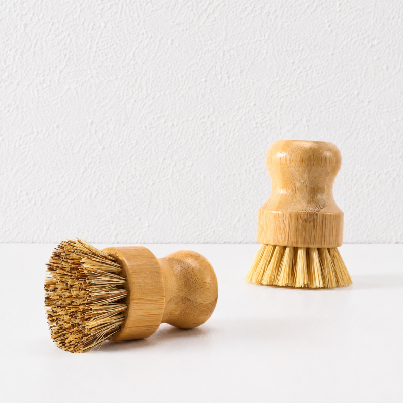 CouldNook Bamboo Stamp Dish Brush - Round Coconut Bristle Options
