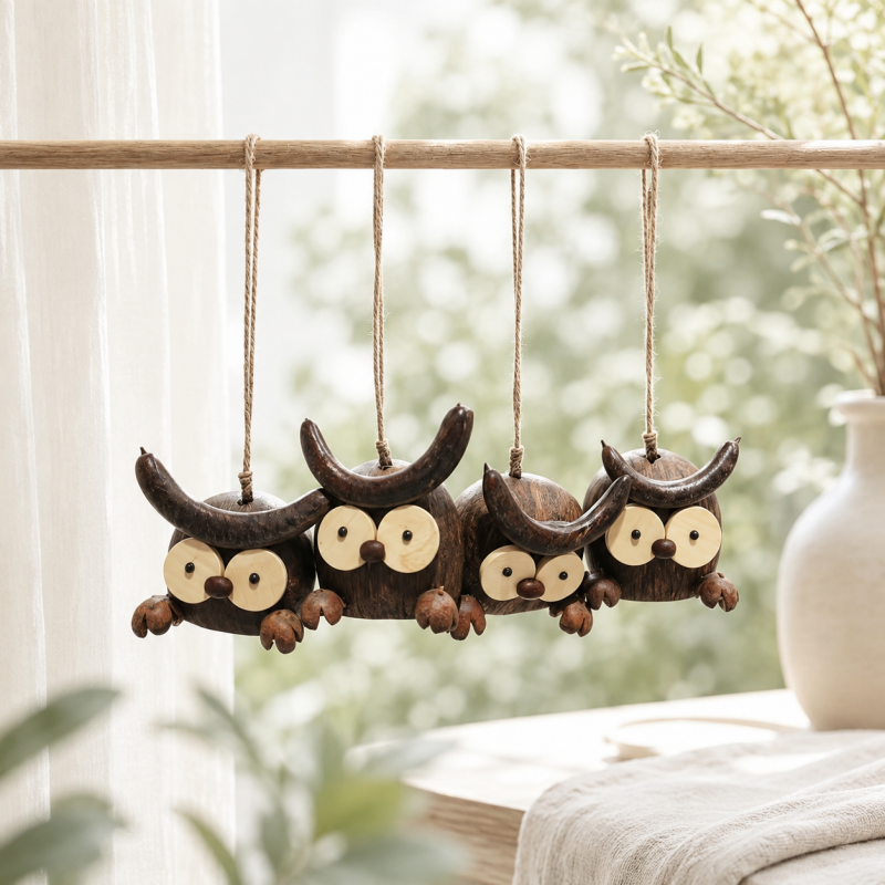 CouldNook Natural Seed Owl Charm - Handcrafted Pendant Tool
