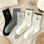 CouldNook Cozy Embroidered Scallop Crew Socks - Everyday Footwear Accent