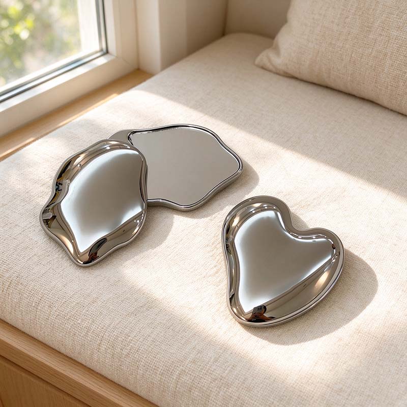 CouldNook Silver Compact Mirror - Heart or Cloud