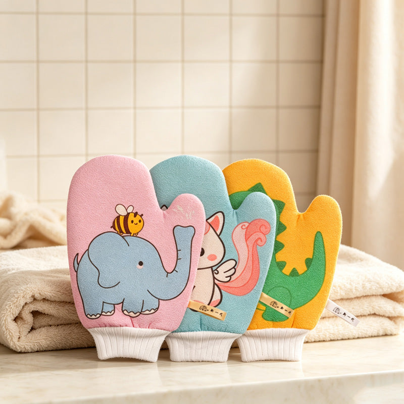 CouldNook Cartoon Kids Bath Mitt - Textured Character Wash Glove