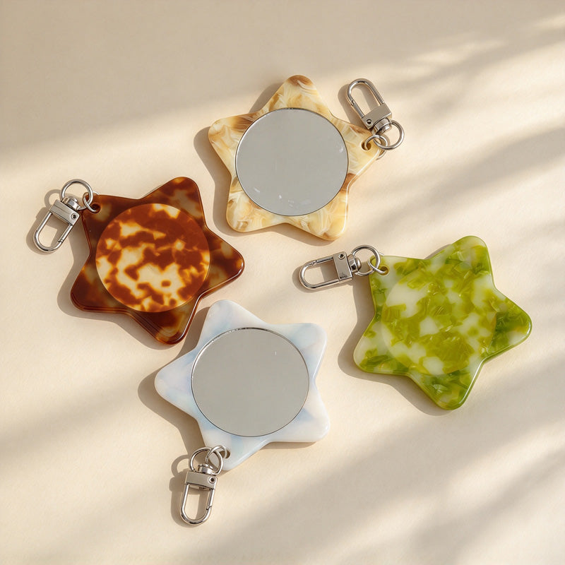 CouldNook Star Mirror Keychain - Rounded Frame and Lobster Clasp