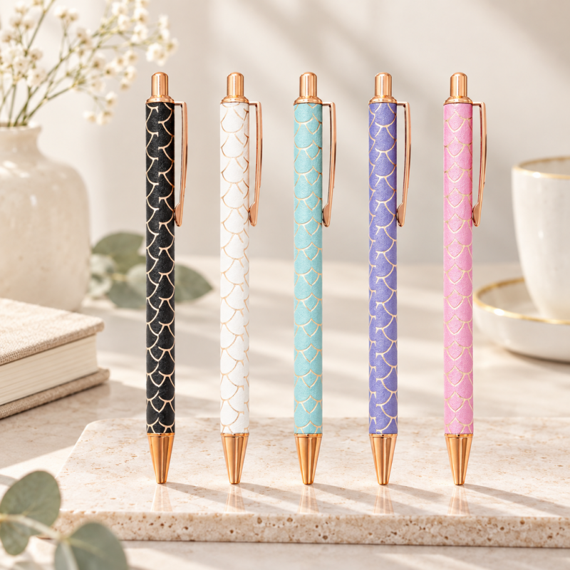 CouldNook Patterned Ballpoint Pen - Grid, Scale and Spotted Barrel Designs