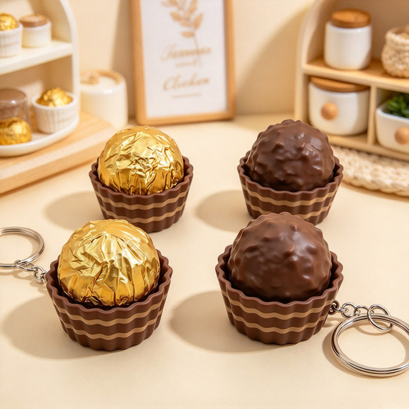 CouldNook Chocolate Clicker Keychain - Crinkled Round Top