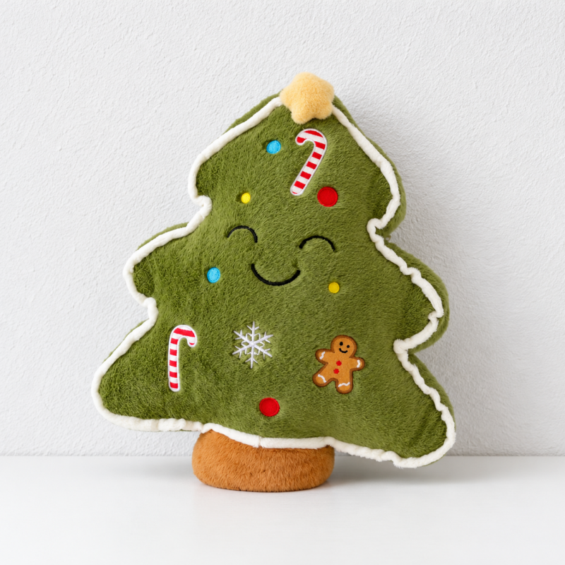 CouldNook Christmas Character Cushion - Smiling Faces And Shaped Festive Outlines