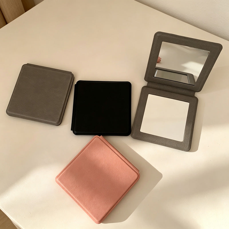 CloudNook Faux  PU Folding Mirror‑Portable Double Sided Compact Mirror