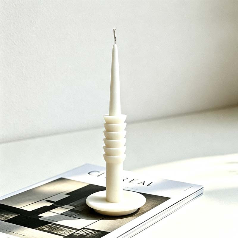 CouldNook Sculptural Taper Candle - Twisted Waves And Stacked Shape Designs