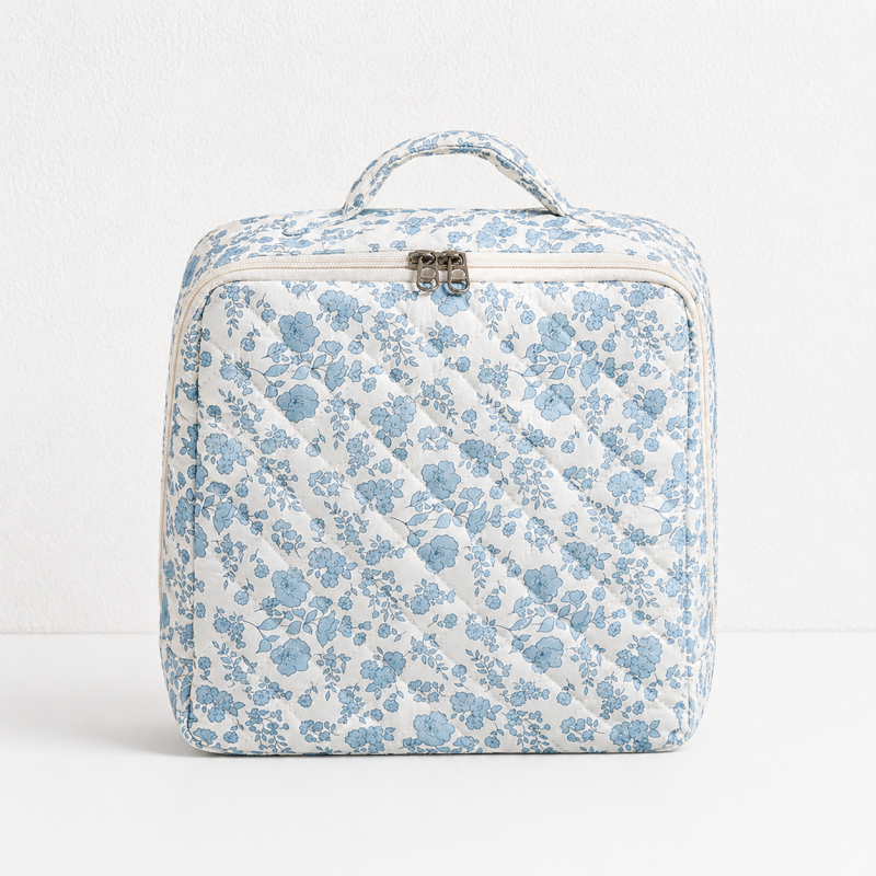 CouldNook Compartment Cosmetic Organizer - Quilted Case and Top Handle
