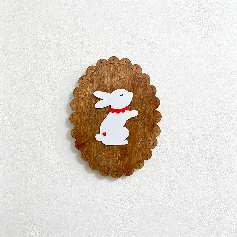 CouldNook Wooden Bunny Wall Decoration - Layered Scalloped Frame